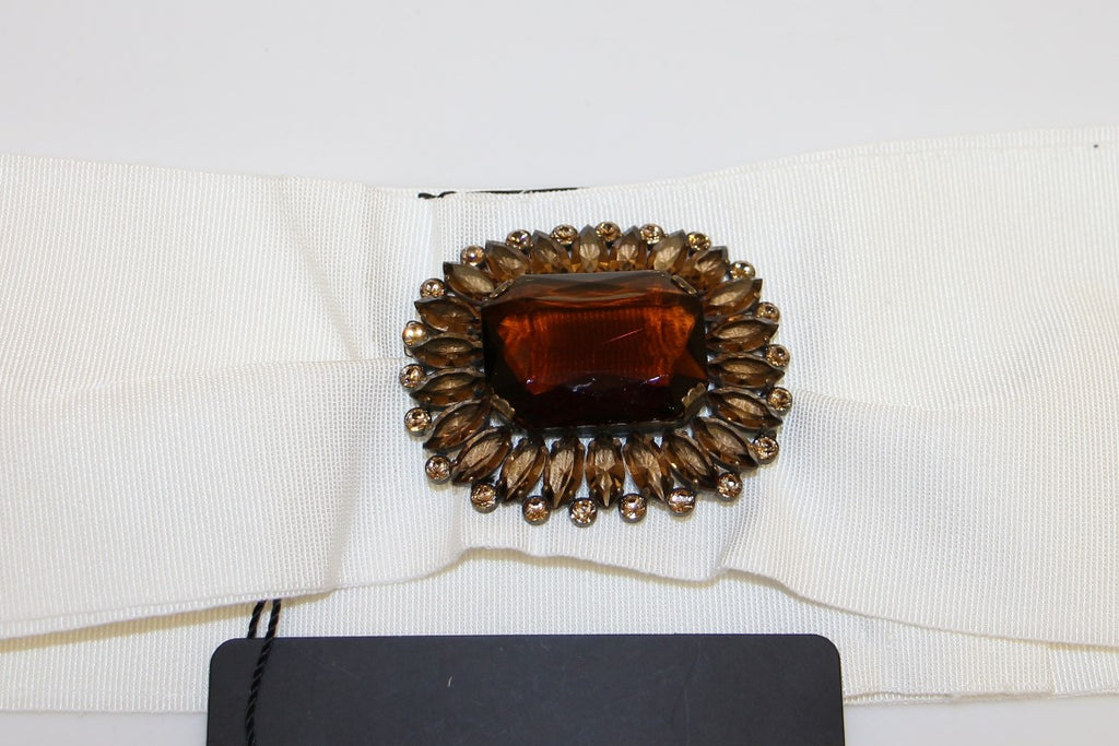 White Crystal Brass Wide Waist Runway Belt - it44-l