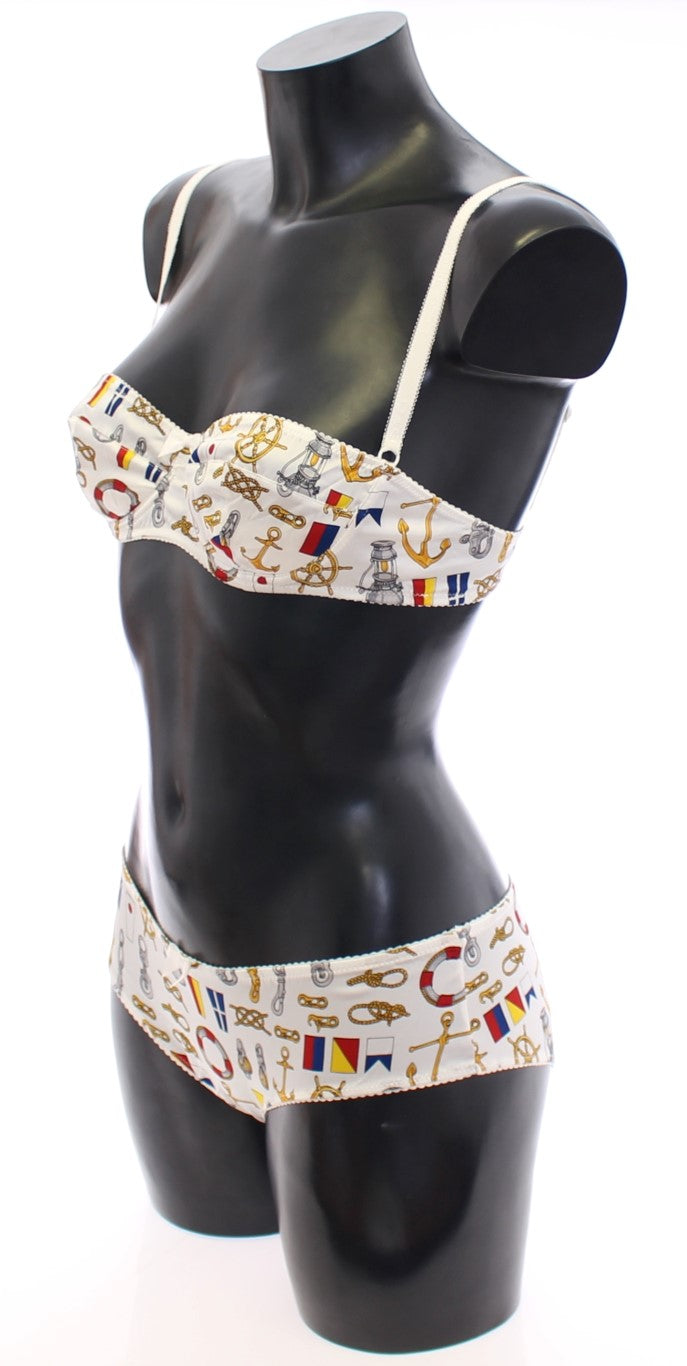 White Sailor Bra Panty Stretch Underwear - it3-m