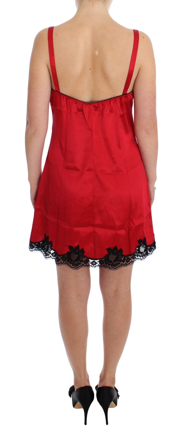 Red Black Silk Lace Dress Lingerie - it1-xs