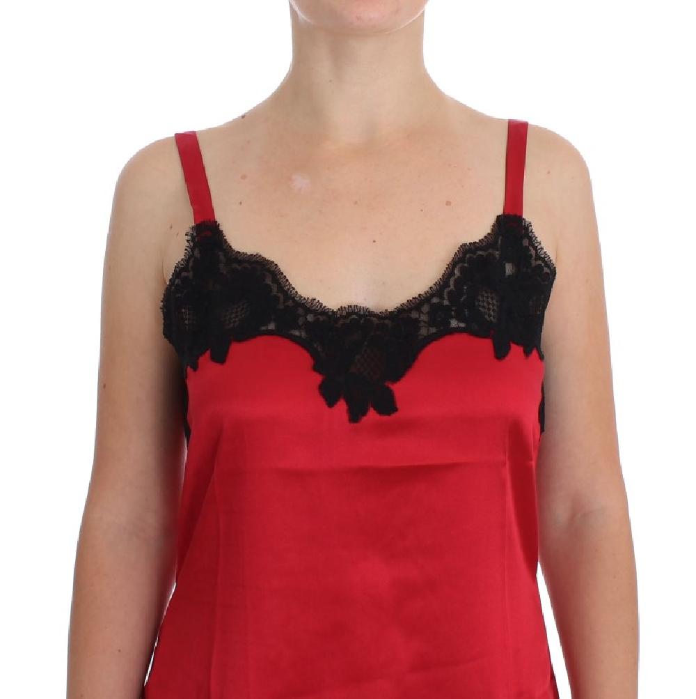 Red Black Silk Lace Dress Lingerie - it1-xs