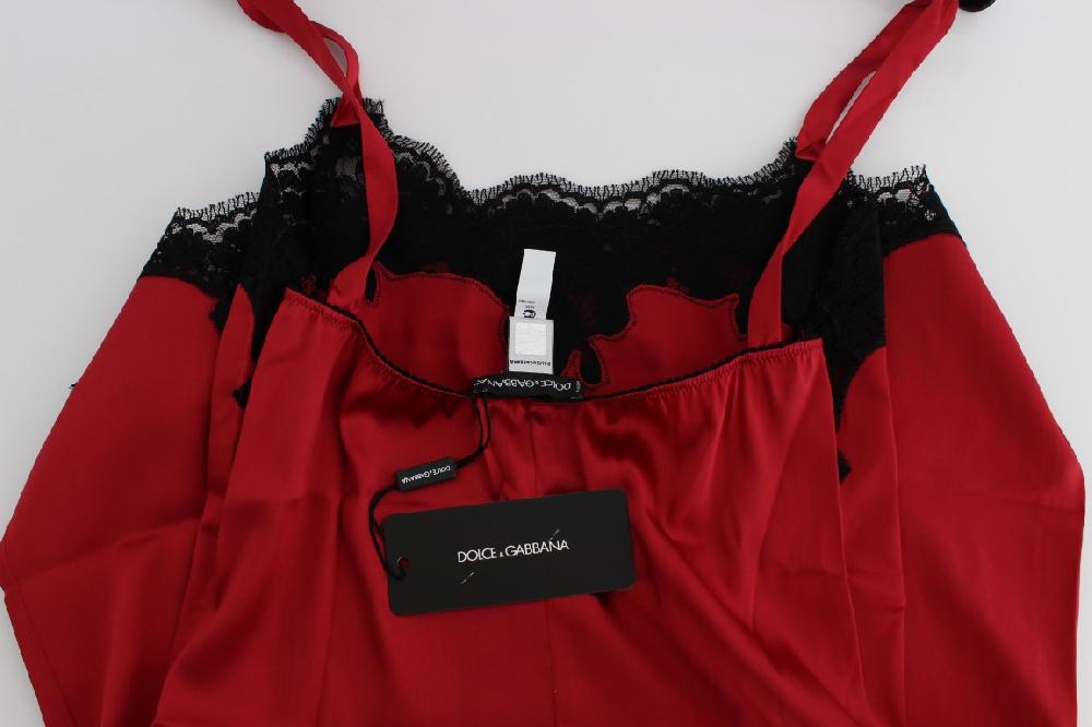 Red Black Silk Lace Dress Lingerie - it1-xs