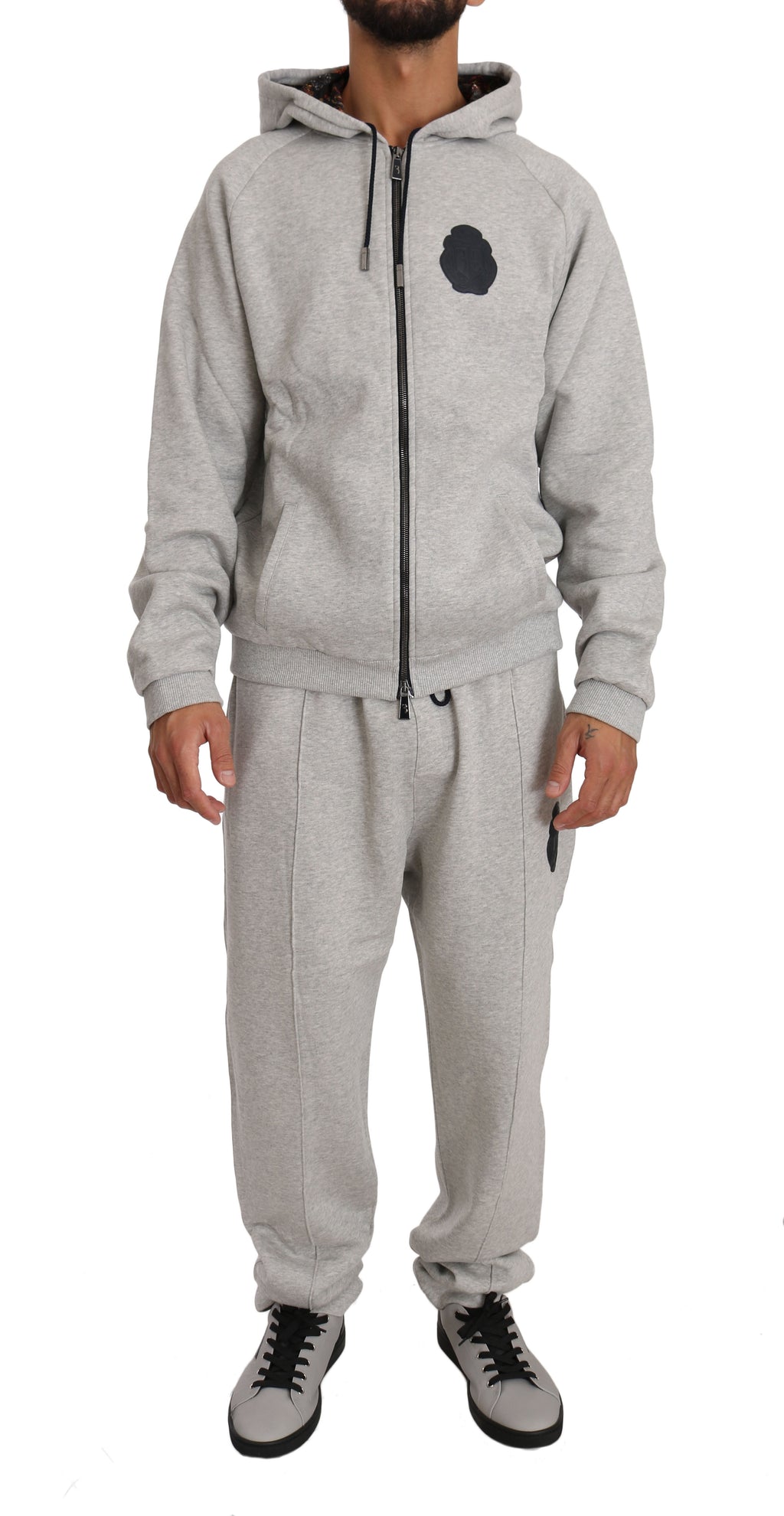 Gray Cotton Sweater Pants Tracksuit  Set - 4xl