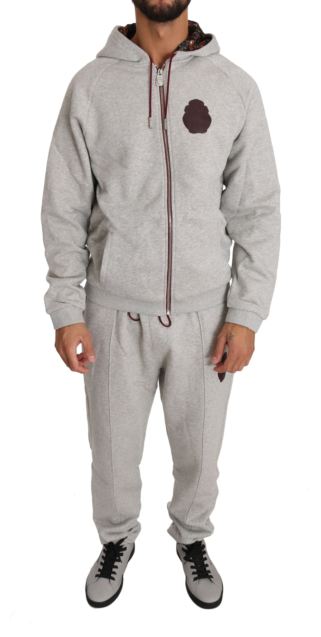 Gray Cotton Sweater Pants Tracksuit - xxl