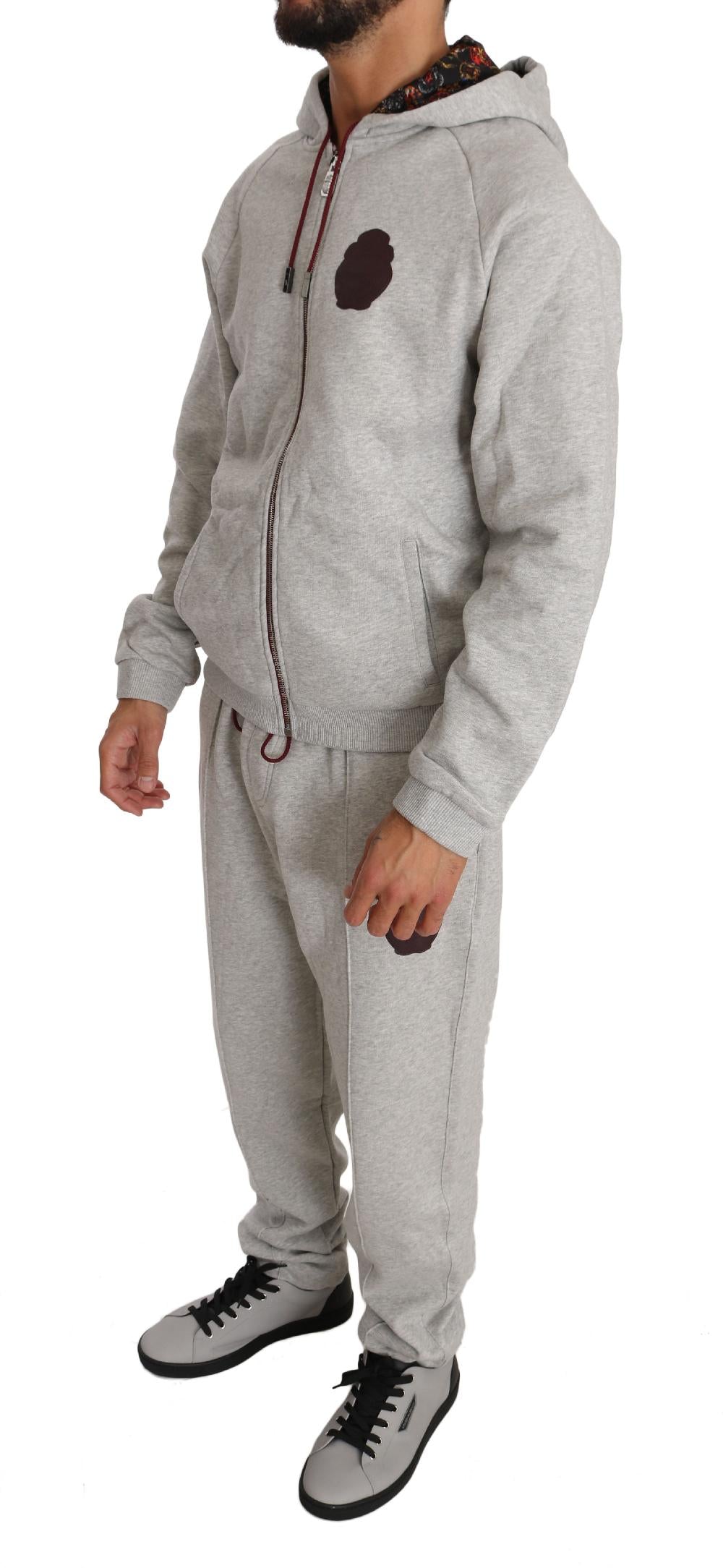 Gray Cotton Sweater Pants Tracksuit - xxl