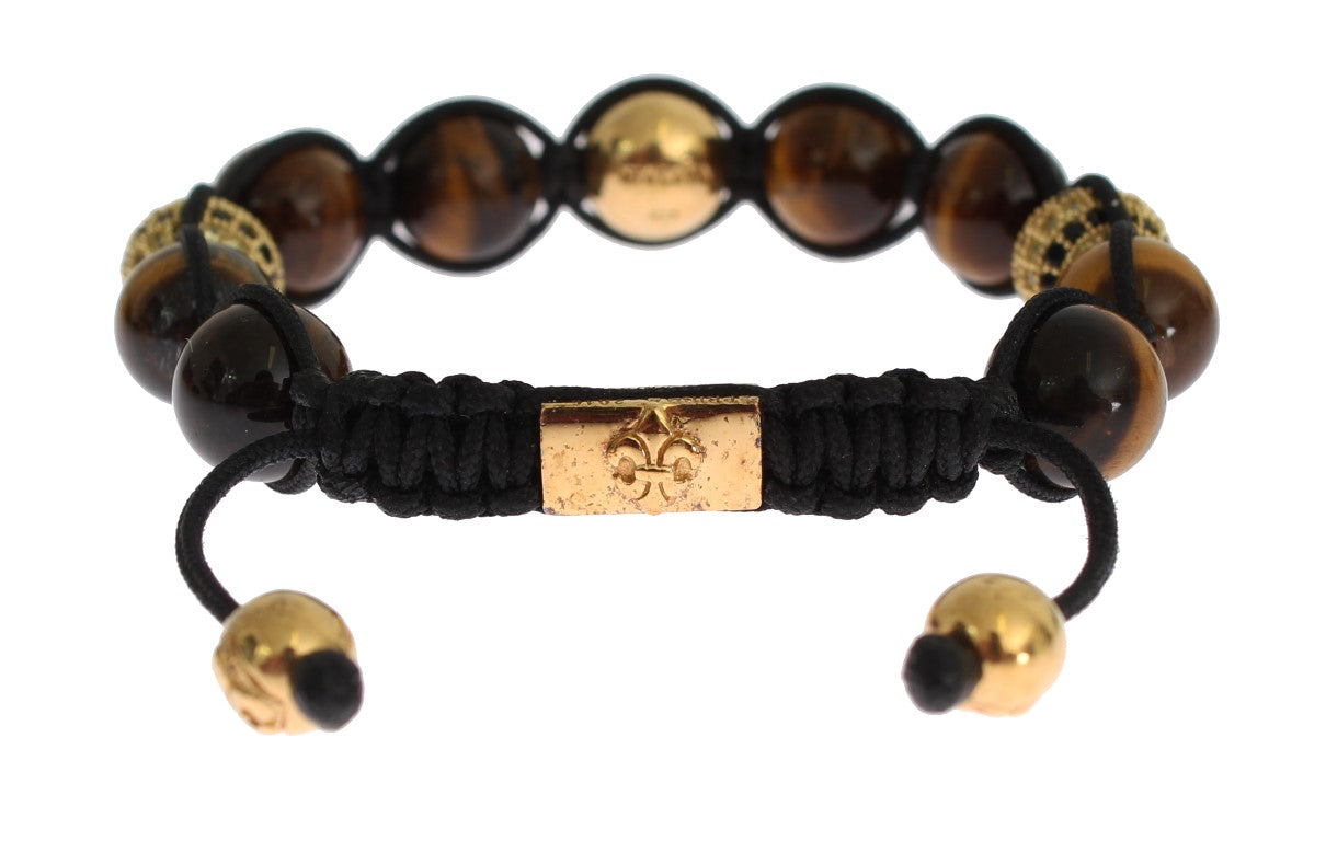 CZ Brown Tigers Eye 925 Silver Bracelet - s