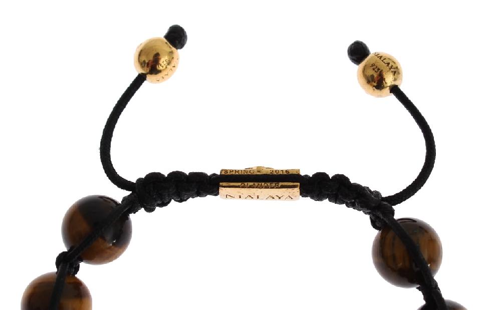CZ Brown Tigers Eye 925 Silver Bracelet - s