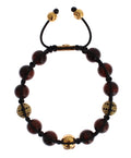 CZ Red Tigers Eye Gold 925 Silver Bracelet - s
