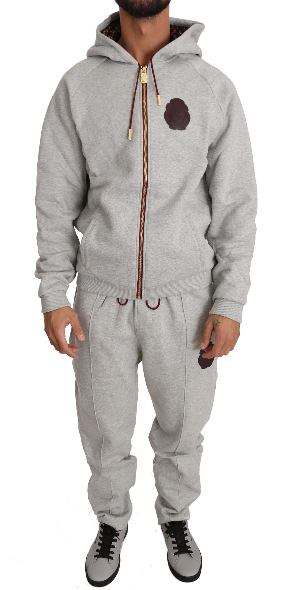 Gray Cotton Sweater Pants Tracksuit - xxl