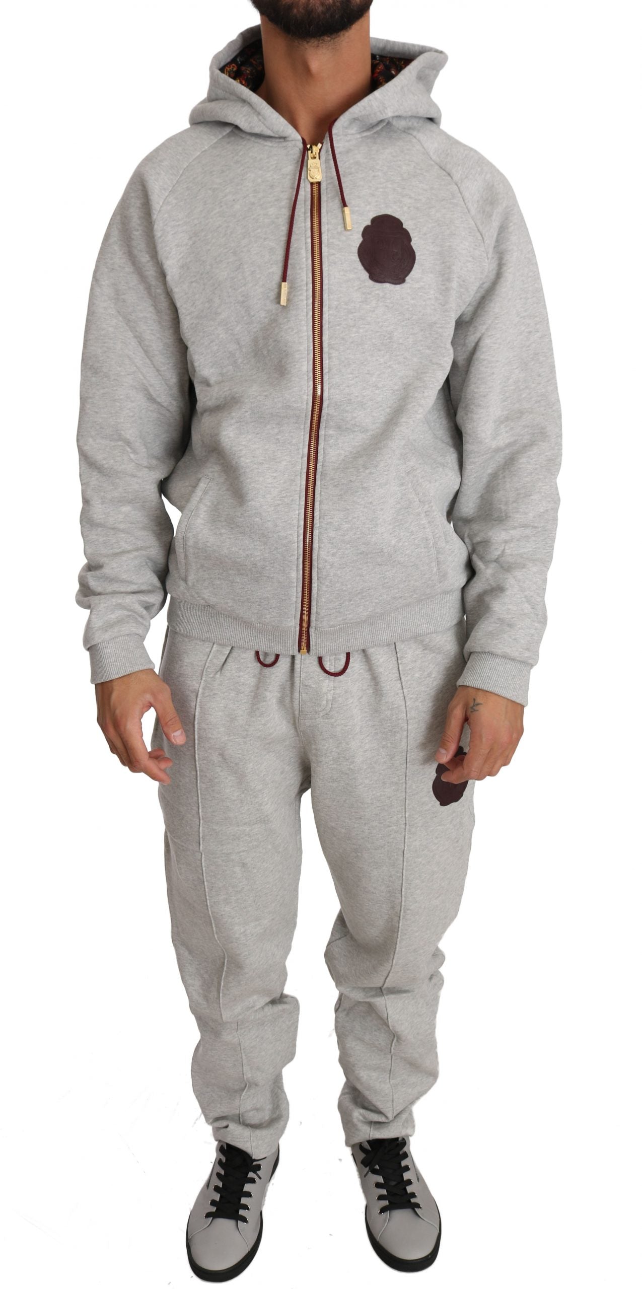 Gray Cotton Sweater Pants Tracksuit - xxl