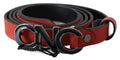Red Black Leather Black Logo Buckle Blood Belt - 85-cm-34-inches