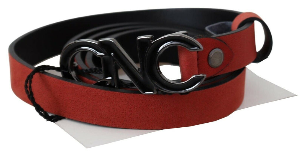 Red Black Leather Black Logo Buckle Blood Belt - 85-cm-34-inches