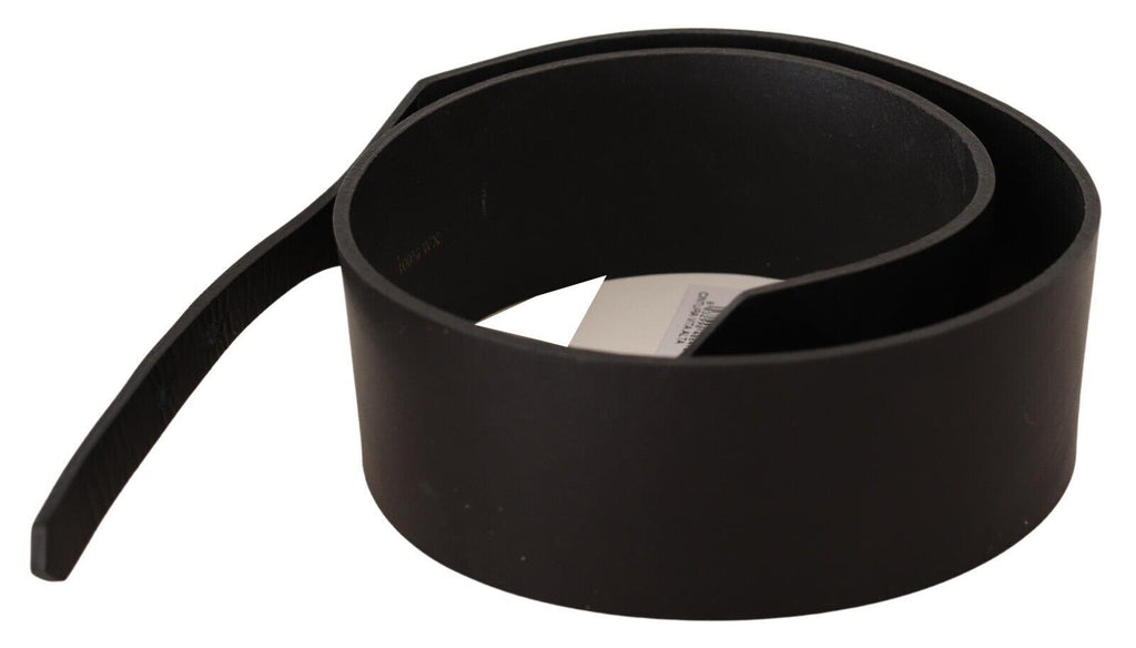 Black Leather Silver Round Buckle Belt - 85-cm-34-inches