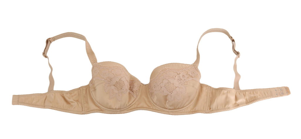 Beige Silk Floral Stretch Underwear - it1-xs