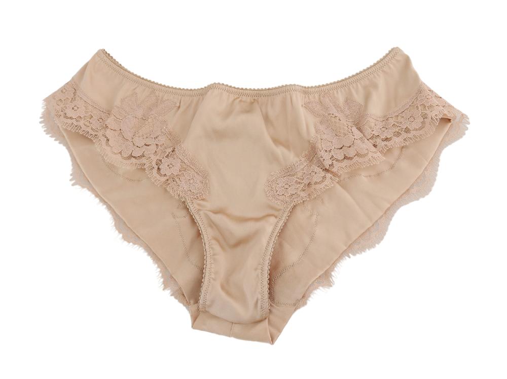 Beige Silk Floral Stretch Underwear - it1-xs