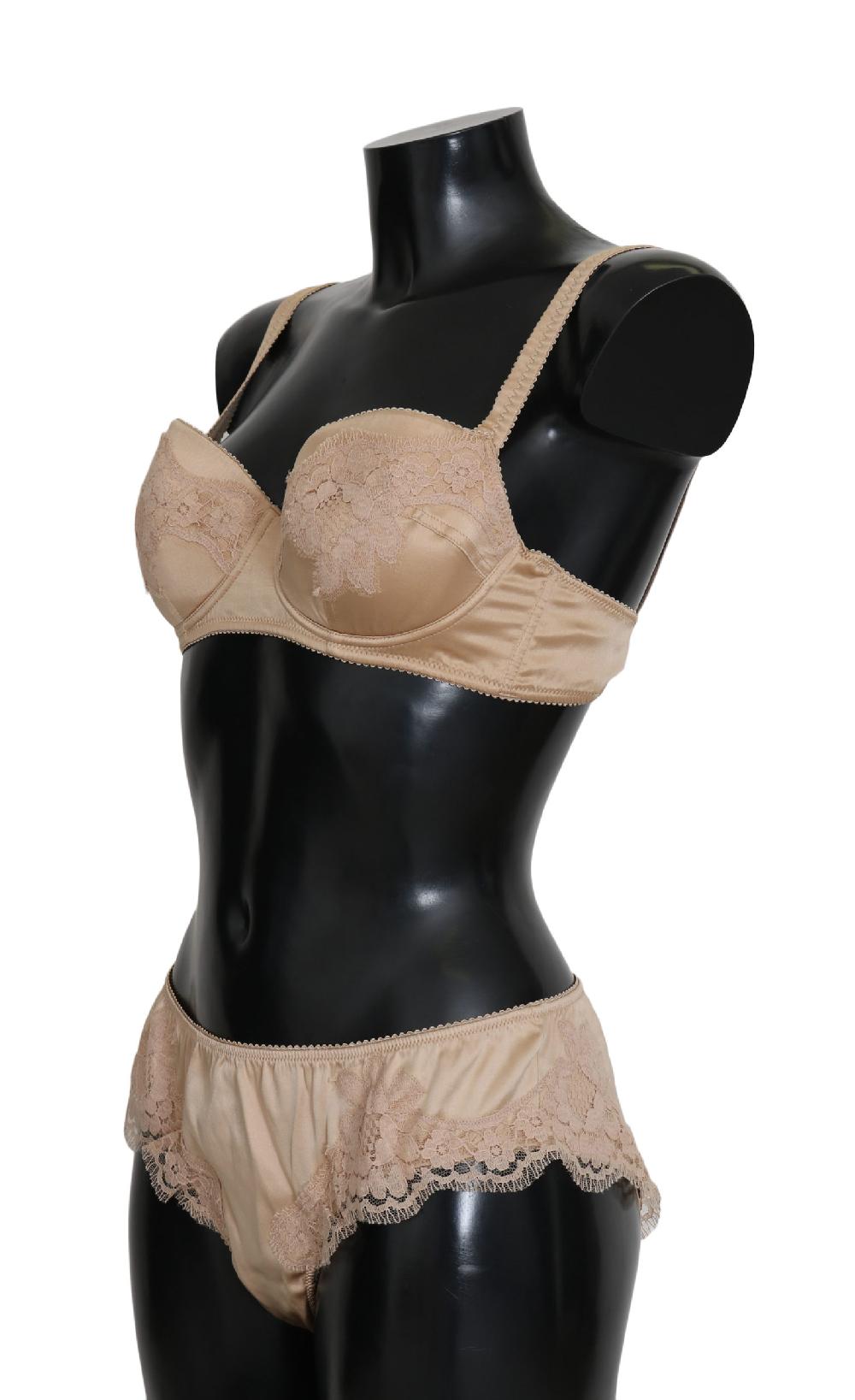 Beige Silk Floral Stretch Underwear - it1-xs