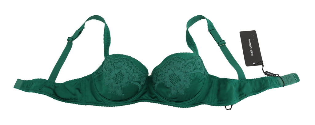 Green Silk Stretch Floral Lace Bra Underwear - it1-xs