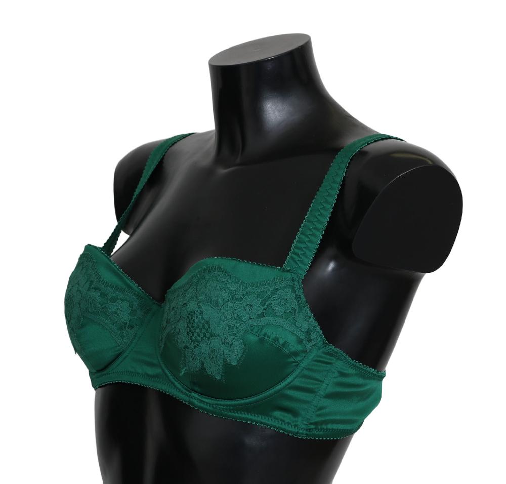 Green Silk Stretch Floral Lace Bra Underwear - it1-xs