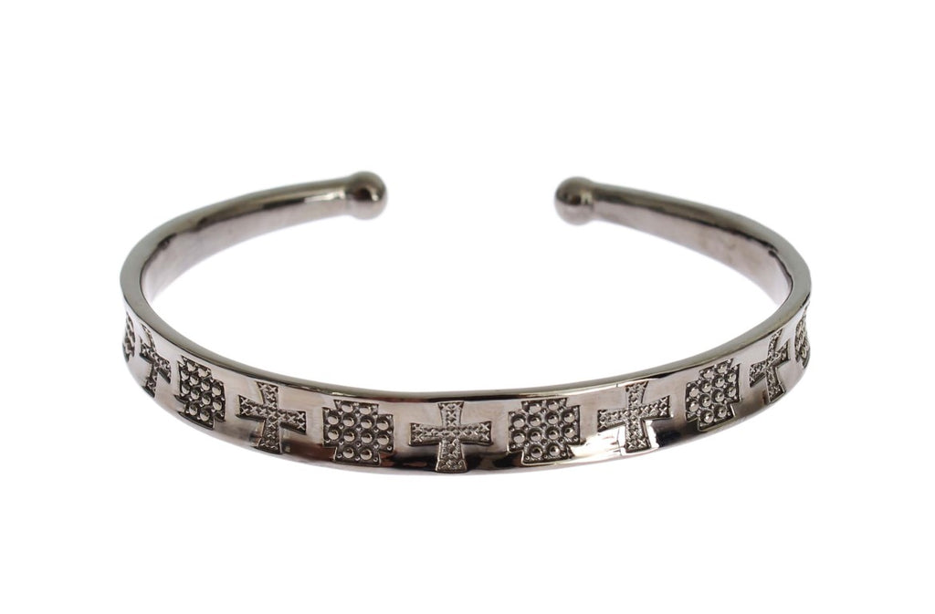 Gray Rhodium 925 Silver Bangle Bracelet - s
