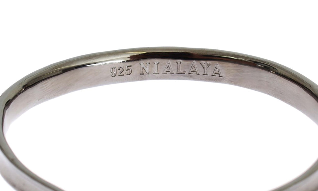 Gray Rhodium 925 Silver Bangle Bracelet - s