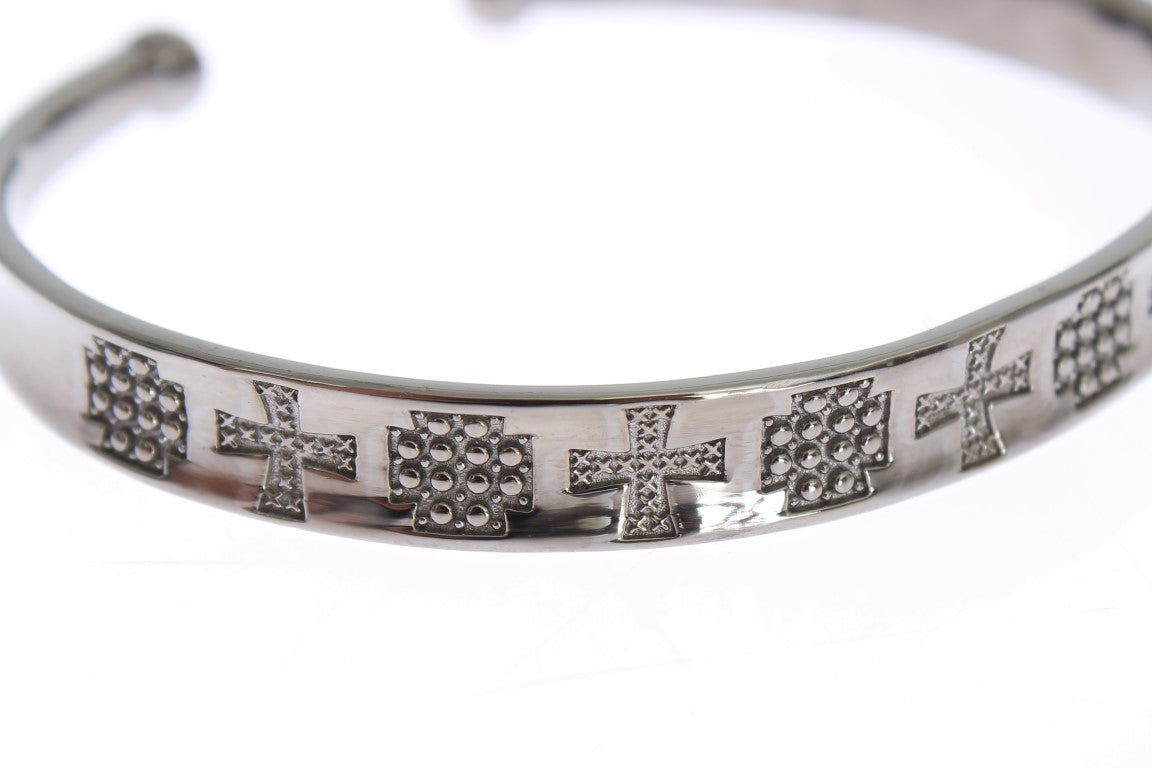 Gray Rhodium 925 Silver Bangle Bracelet - s