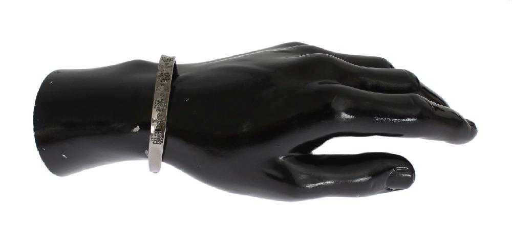 Gray Rhodium 925 Silver Bangle Bracelet - s