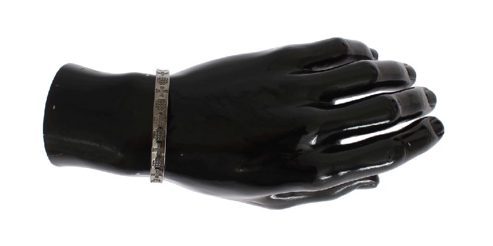 Gray Rhodium 925 Silver Bangle Bracelet - s