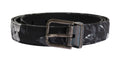 Black Cayman Linen Leather Belt - 90-cm-36-inches