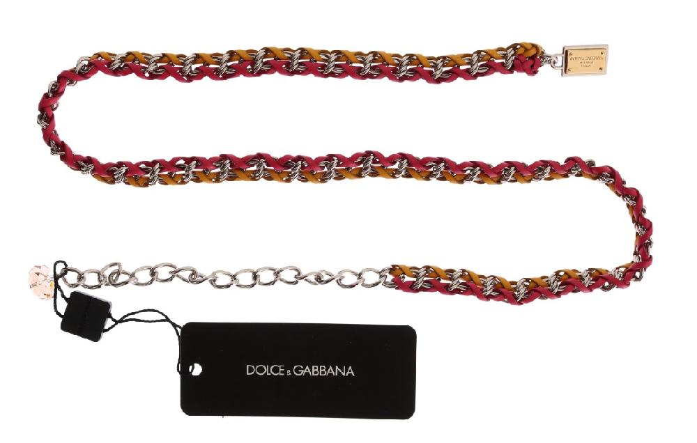 Red Yellow Leather Crystal Belt - s
