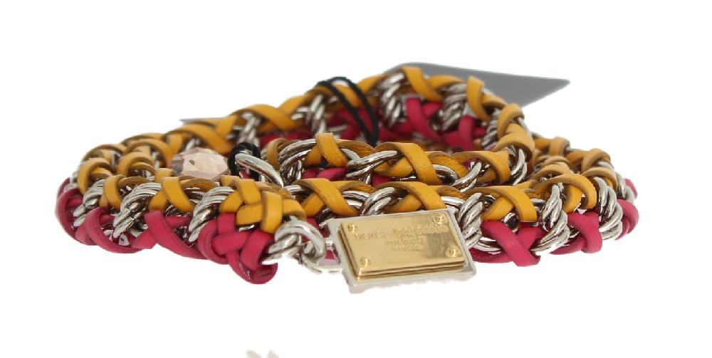 Red Yellow Leather Crystal Belt - s