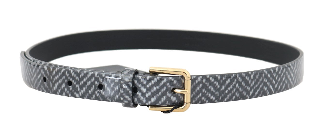 Black White Chevron Pattern Leather Belt - 65-cm-26-inches