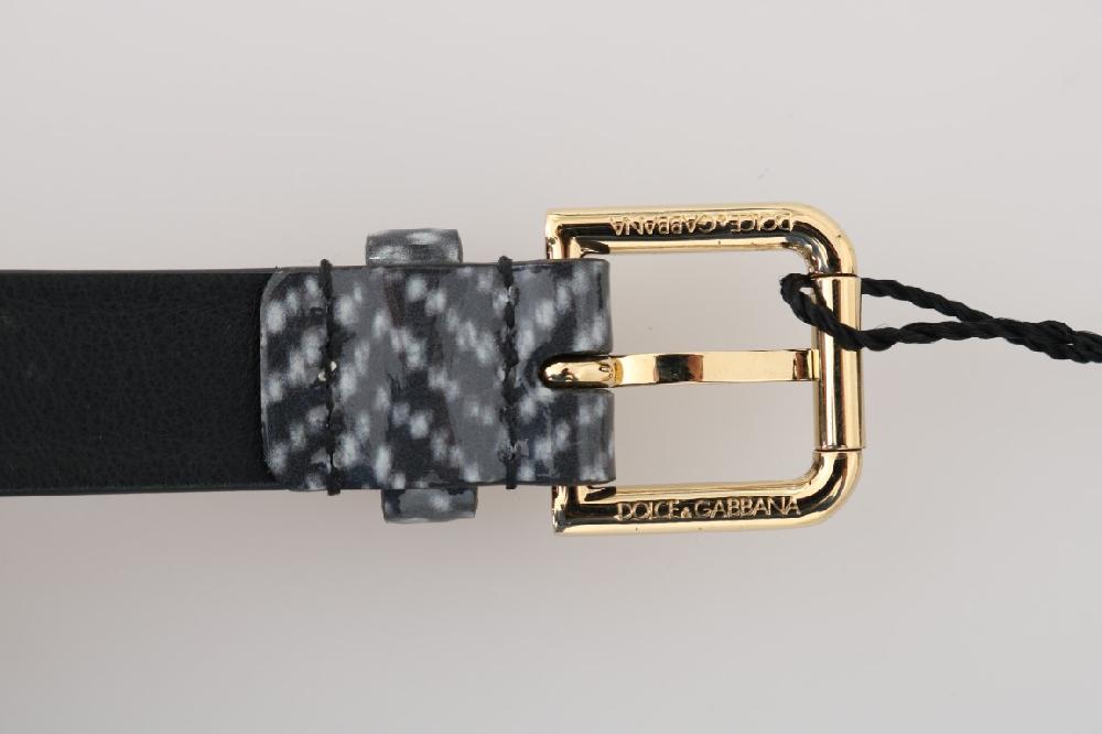 Black White Chevron Pattern Leather Belt - 75-cm-30-inches