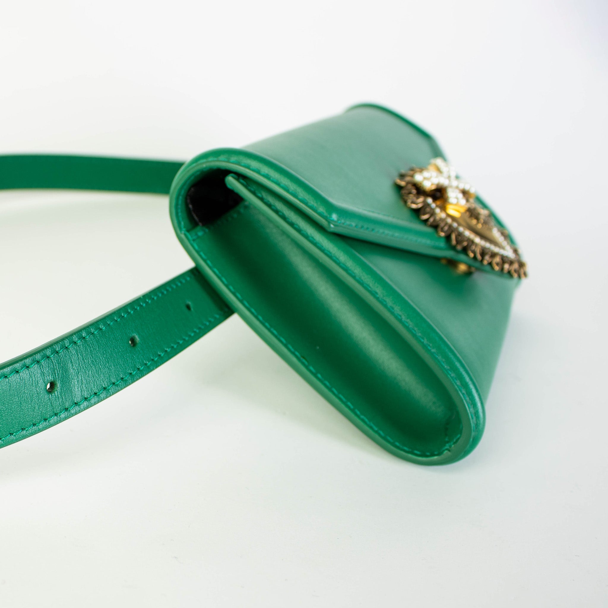 Green Leather Devotion Clutch - women