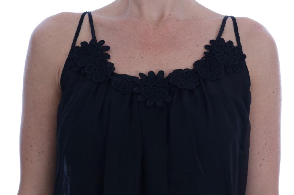 Black Silk Lace Chemise Dress - it1-xs