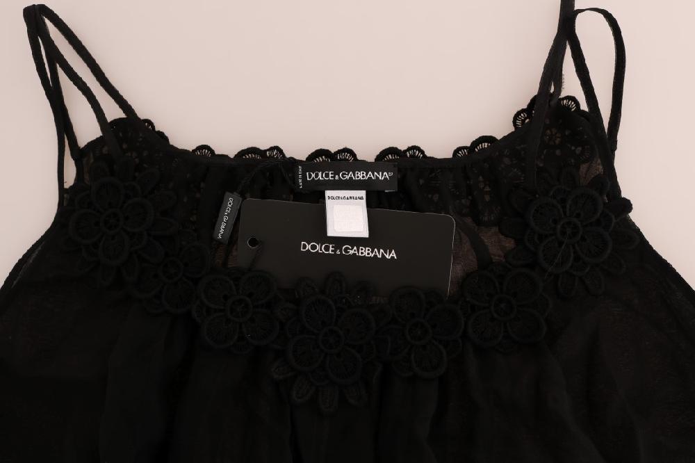 Black Silk Lace Chemise Dress - it1-xs