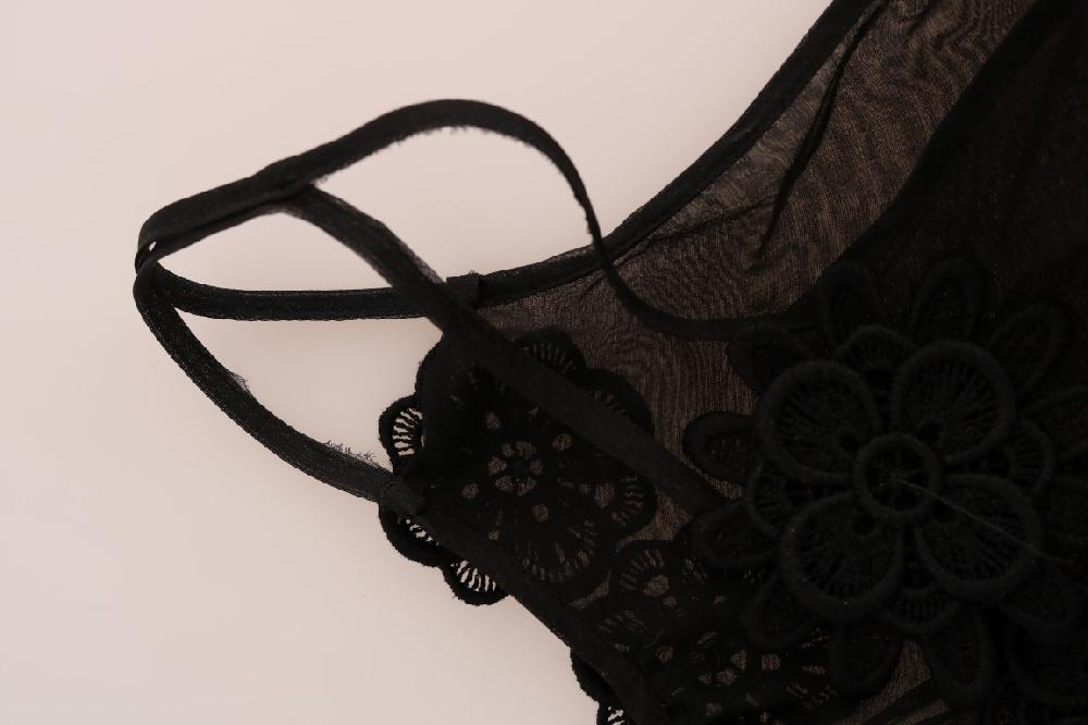 Black Silk Lace Chemise Dress - it1-xs