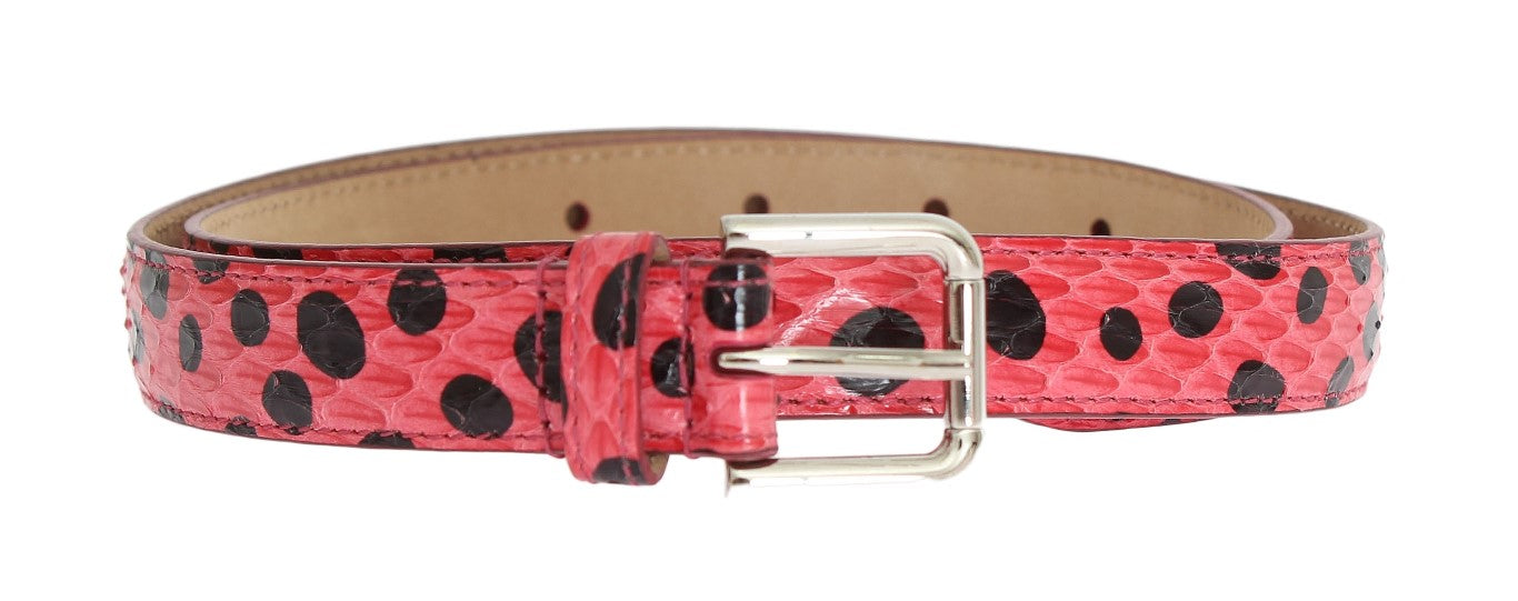 Pink Polka Snakeskin Silver Buckle Belt - 65-cm-26-inches
