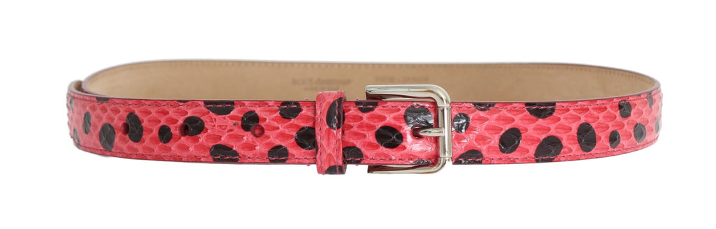 Pink Polka Snakeskin Silver Buckle Belt - 65-cm-26-inches