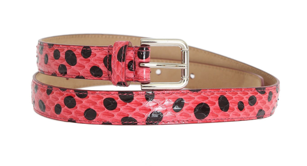 Pink Polka Snakeskin Silver Buckle Belt - 75-cm-30-inches