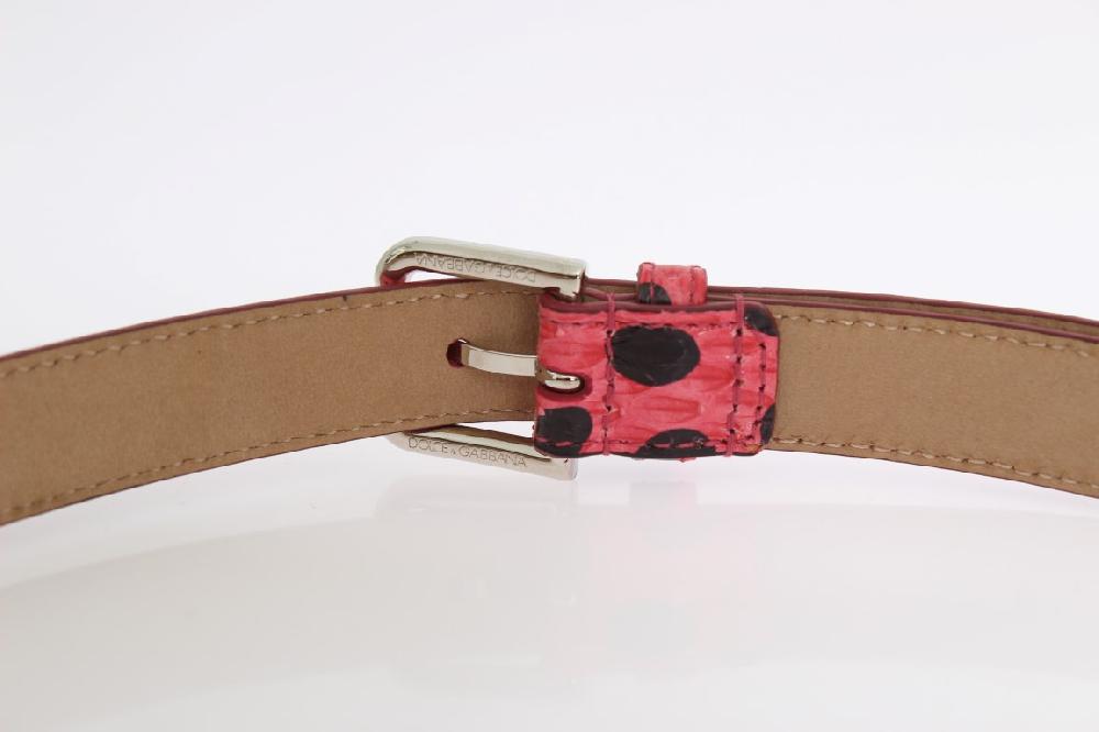 Pink Polka Snakeskin Silver Buckle Belt - 75-cm-30-inches