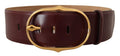 Dark Brown Leather Gold Metal Buckle Belt - 75-cm-30-inches
