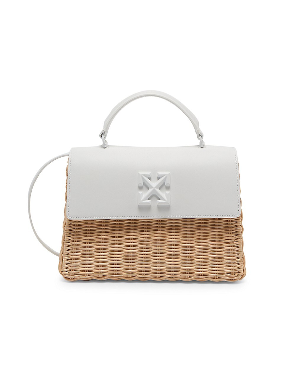 Jitney Off-White Tote Bag in Straw and Leather - women