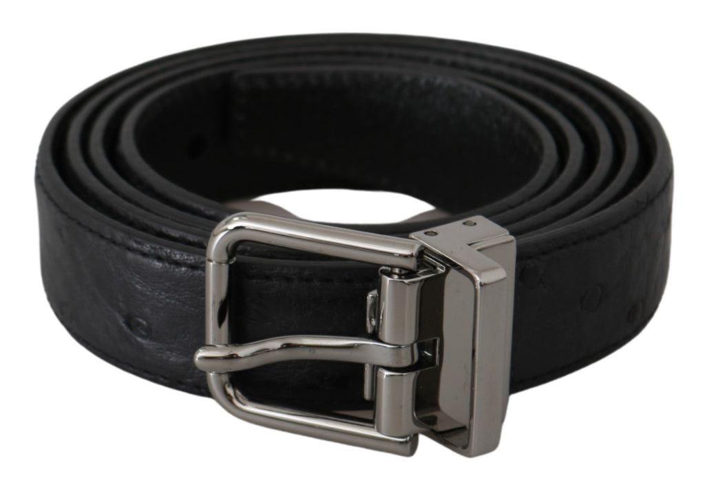 Black Exotic Skin Pattern Silver Buckle Belt - 90-cm-36-inches