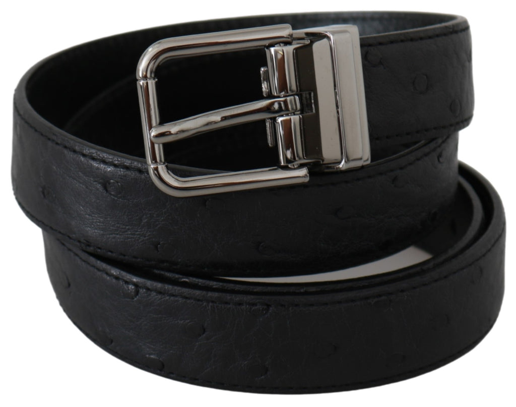 Black Exotic Skin Pattern Silver Buckle Belt - 90-cm-36-inches
