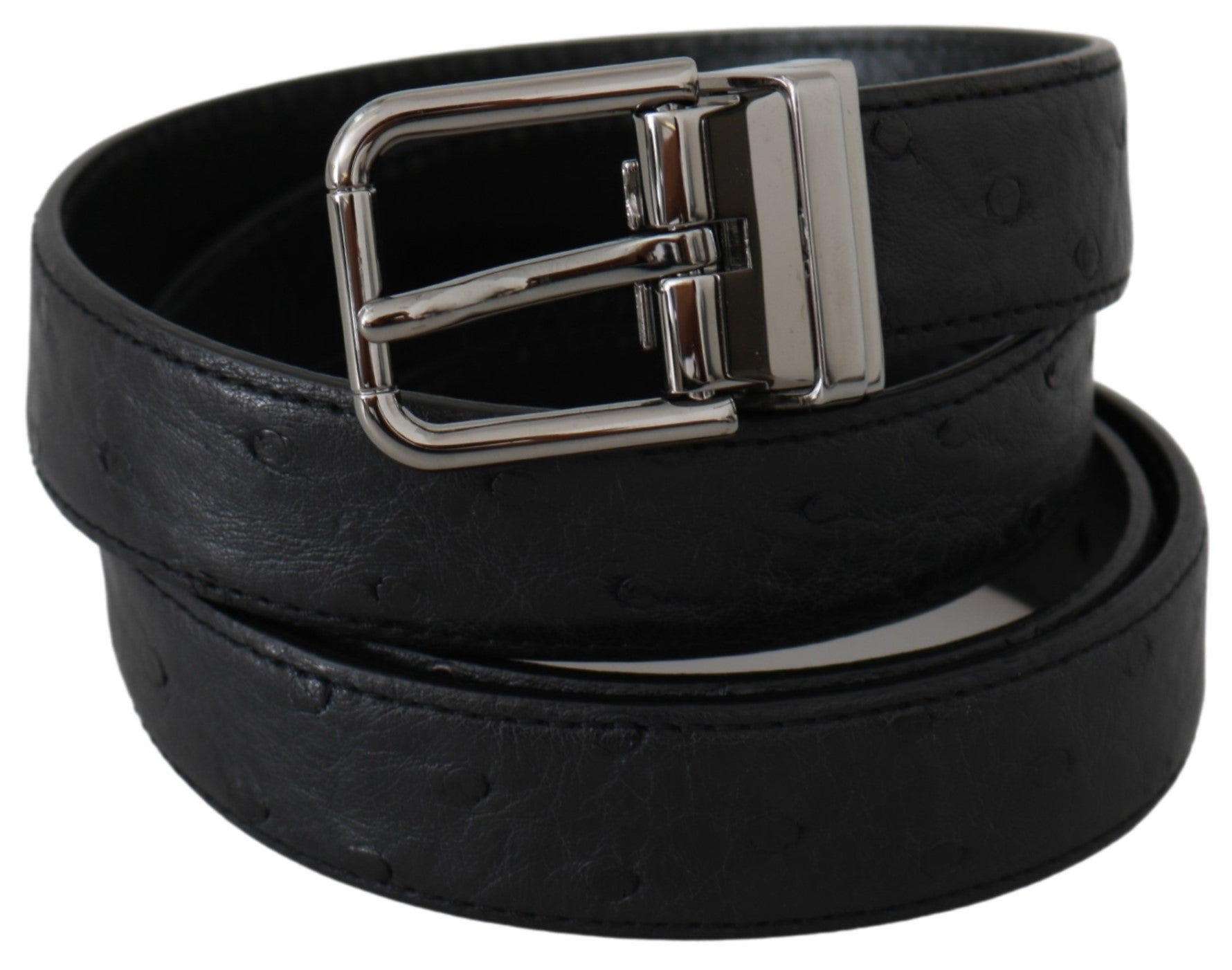 Black Exotic Skin Pattern Silver Buckle Belt - 90-cm-36-inches