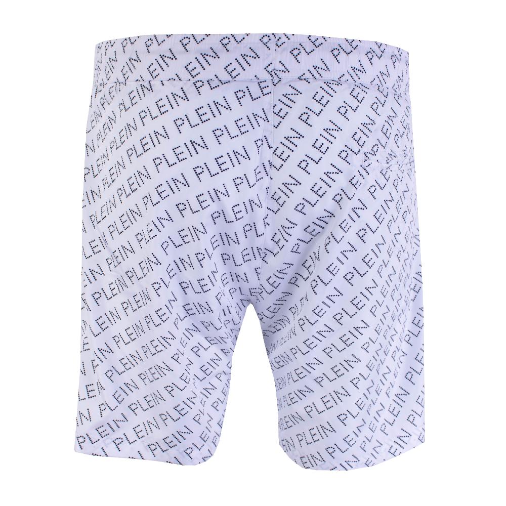 Printed White Boxer Swim short - l