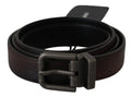 Solid Brown Leather Gray Buckle Belt - 115-cm-46-inches