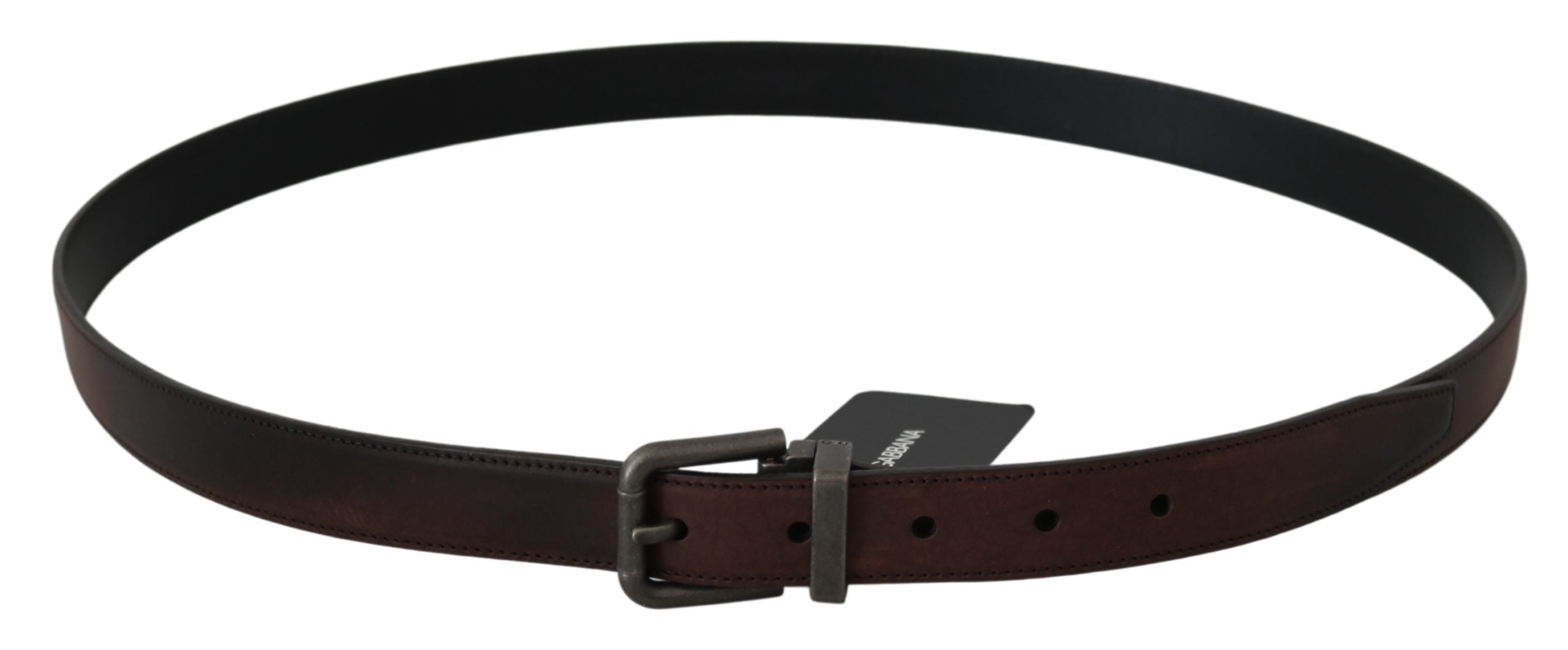 Solid Brown Leather Gray Buckle Belt - 115-cm-46-inches