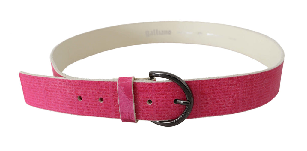 Pink Leather Letter Logo Design Round Buckle Belt - 100-cm-40-inches
