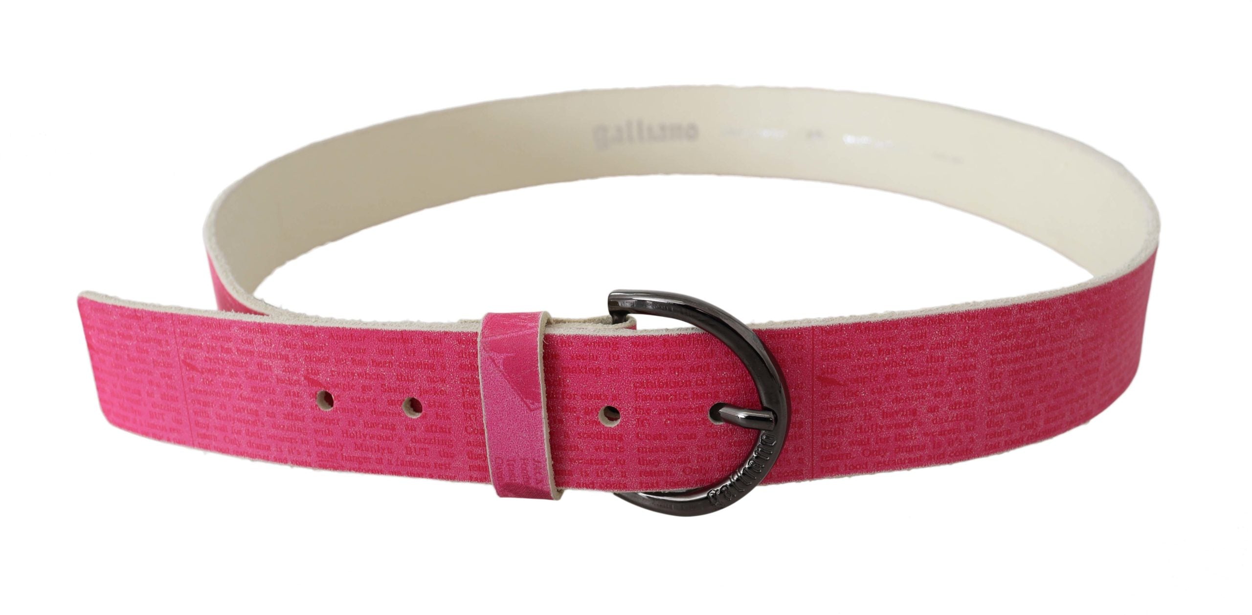 Pink Leather Letter Logo Design Round Buckle Belt - 105-cm-42-inches