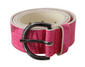 Pink Leather Letter Logo Design Round Buckle Belt - 90-cm-36-inches